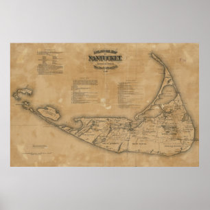 Poster Carte vintage de Nantucket (1869)