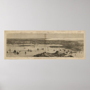 Poster Carte vintage de Newport RI (1873)