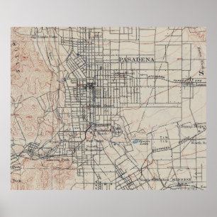 Poster Carte vintage de Pasadena la Californie (1894)