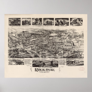 Poster Carte vintage de Rockaway NJ (1902)