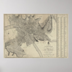Poster Carte vintage de Rouen France (1700)