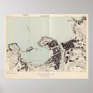 Poster Carte Vintage de Saint-Sébastien (1943)
