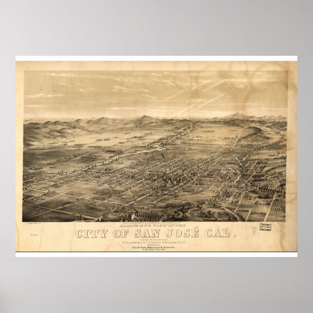 Poster Carte vintage de San Jose, 1869 (Devant)