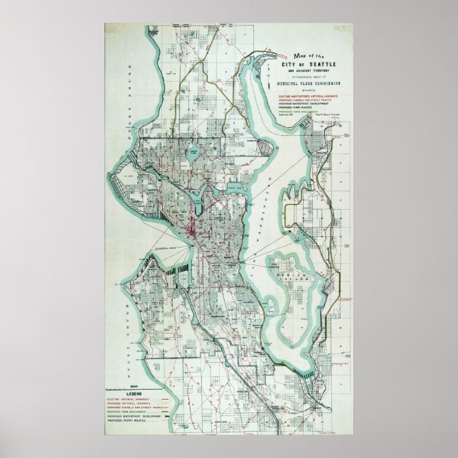 Poster Carte vintage de Seattle Washington (Devant)