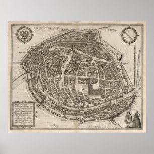 Poster Carte vintage de Strasbourg France (1575)