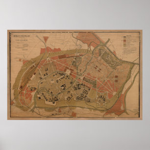 Poster Carte vintage de Strasbourg France (1880)