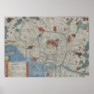 Poster Carte vintage de Tokyo Japon (1850)