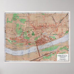 Poster Carte vintage de Torun Pologne (1921)