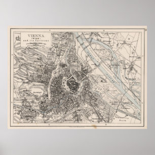 Poster Carte vintage de Vienne Autriche (1906)