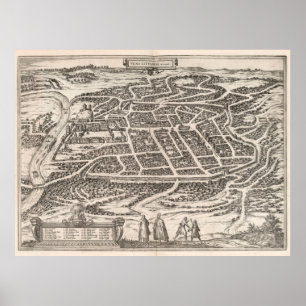 Poster Carte Vintage de Vilnius Lituanie (1581)