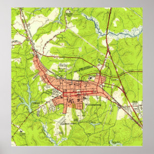 Poster Carte vintage de Williamsburg Virginia (1952)