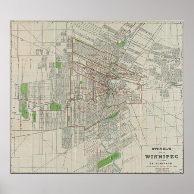 Poster Carte vintage de Winnipeg Canada (1917) (Devant)