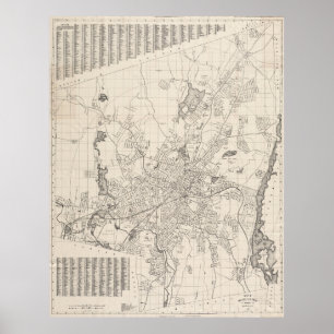 Poster Carte vintage de Worcester Massachusetts (1919)