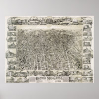 Carte vintage des banlieues de Boston (1888)