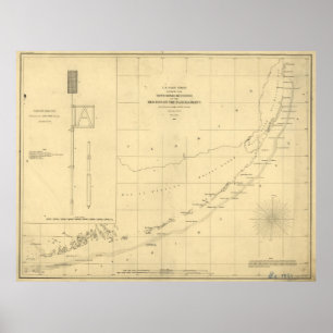Poster Carte vintage des clés de la Floride (1861)