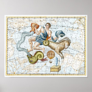 Poster Carte Vintage des Constellations Célestes