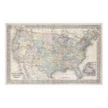 Carte vintage des États-Unis (1867)