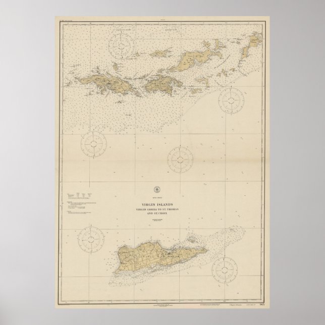 Poster Carte vintage des îles Vierges (1921) (Devant)