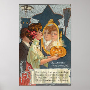 Poster Carte Vintage des précautions d'Halloween