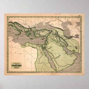 Poster Carte vintage des terres bibliques (1844)