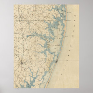 Poster Carte vintage d'Ocean City Maryland (1900)