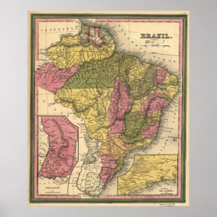 Poster Carte vintage du Brésil (1846)