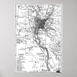 Poster Carte vintage du Caire Egypte (1911)