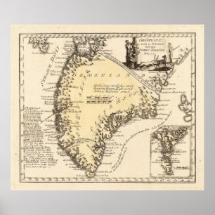 Poster Carte vintage du Groenland (1791)