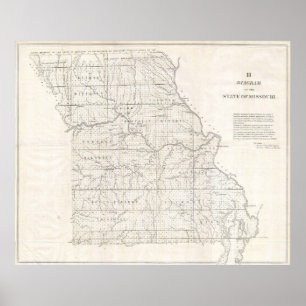 Poster Carte vintage du Missouri (1850)