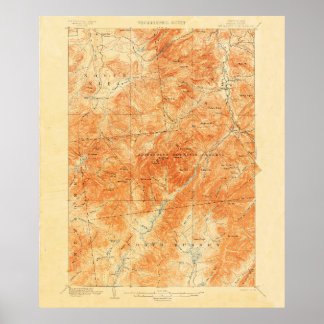 Poster Carte vintage du Mont Marcy New York