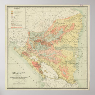 Poster Carte vintage du Nicaragua (1903)