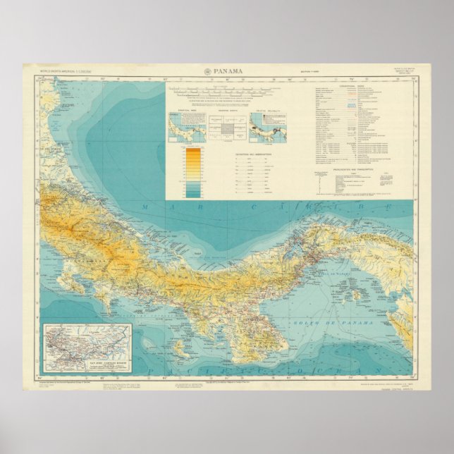 Poster Carte vintage du Panama (1954) (Devant)