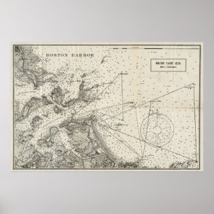 Poster Carte vintage du port de Boston (1903)