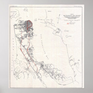 Poster Carte Vintage du séisme de la péninsule de San Fra