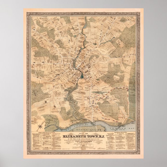 Poster Carte vintage Elizabeth NJ (1879) (Devant)