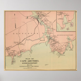 Poster Carte vintage Kennebunkport et Cape Arundel ME (18
