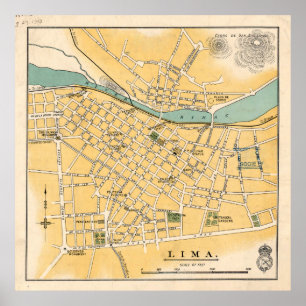 Poster Carte Vintage Lima Peru (1910)