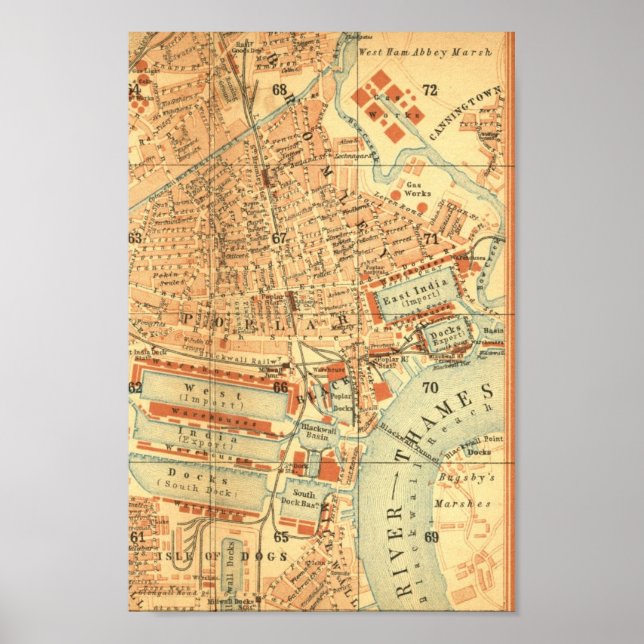 Poster Carte vintage Londres (Devant)