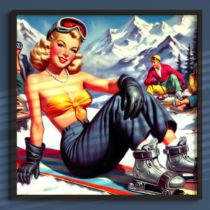 Poster Carte vintage Snowboard