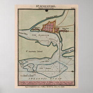 Poster Carte vintage St Augustine FL (1802)