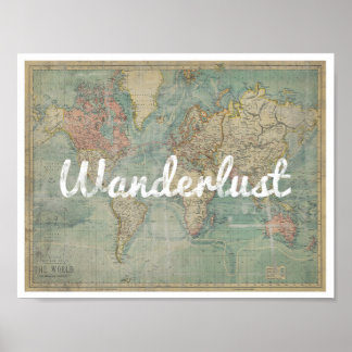 Poster Carte Vintage Wanderlust