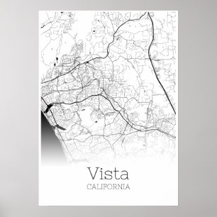 Poster Carte Vista - Californie - Carte de la ville Poste