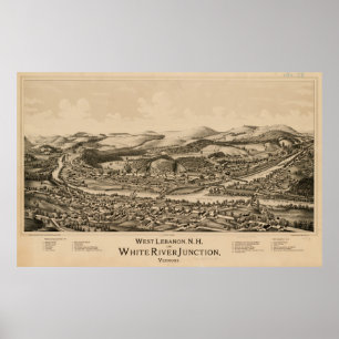 Poster Carte VT de Lebanon NH & White River Junction (188