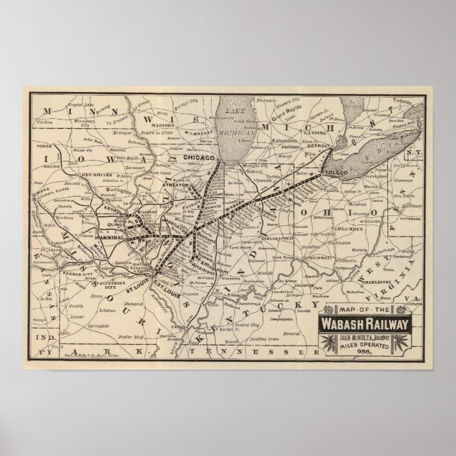 Poster Carte Wabash Railway (Devant)