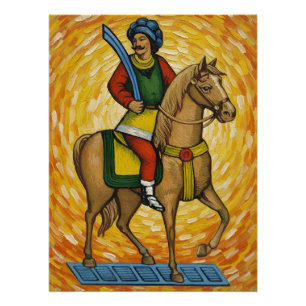 Poster Cartes à jouer italiennes - Cavalier d'épées, Scop