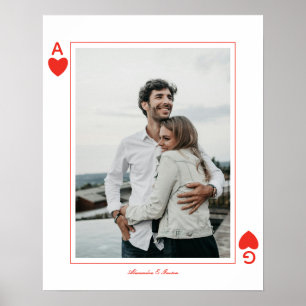 Poster cartes à jouer photo cœur amour as simple
