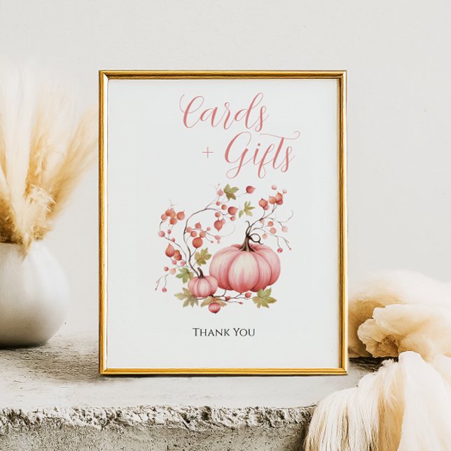 Poster Cartes Baby showers et Cadeaux Citrouille rose Aut (Créateur téléchargé)