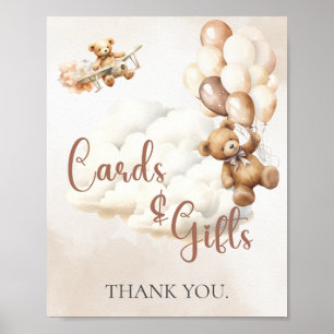 Poster CARTES baby showers ET CADEAUX Ours Ballons