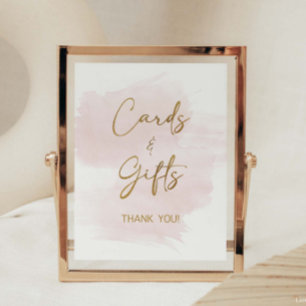 Poster Cartes & Cadeaux Aquarelle Blush & Gold Douche Sig