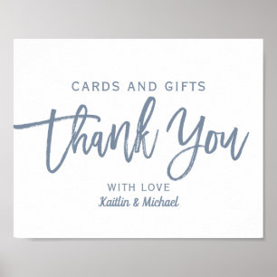 Poster Cartes & Cadeaux de Mariage 8x10 Typographie Ble